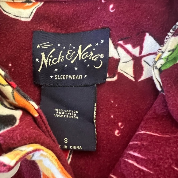 Nick & Nora Vintage Cocktail Party Unisex Small Pajama Set Top - Picture 2 of 2